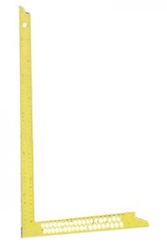 Zimmermannswinkel gelb/pulverbeschichtet, 700 mm, mit Anreilchern