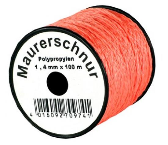 Lot-Maurerschnur 100 m Rolle 1,4 mm, orange-fluoreszierend, Polypropylen