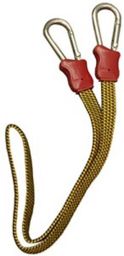 Flach-Spanngummi mit Karabinerhaken, gelb, 19 mm breit, 0,75 m lang