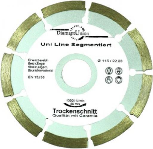 Dia-Trennscheibe 'Uniline' segmentiert  230 mm, Bohrung 22,2 mm, Beton