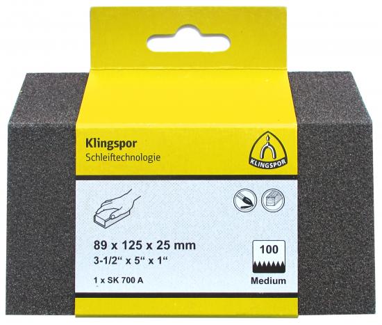 Klingspor SK 700 A Schleifklotz<br />Korund Korn 60 89 x 125 x 25 mm<br />SB-verpackt im Reiter Menge 1 ST